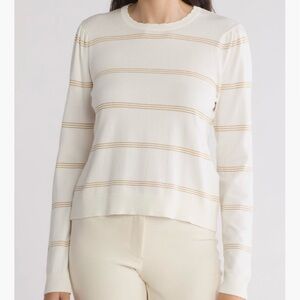 Adrianna Papell Triple Metallic Gold Striped Sweater
